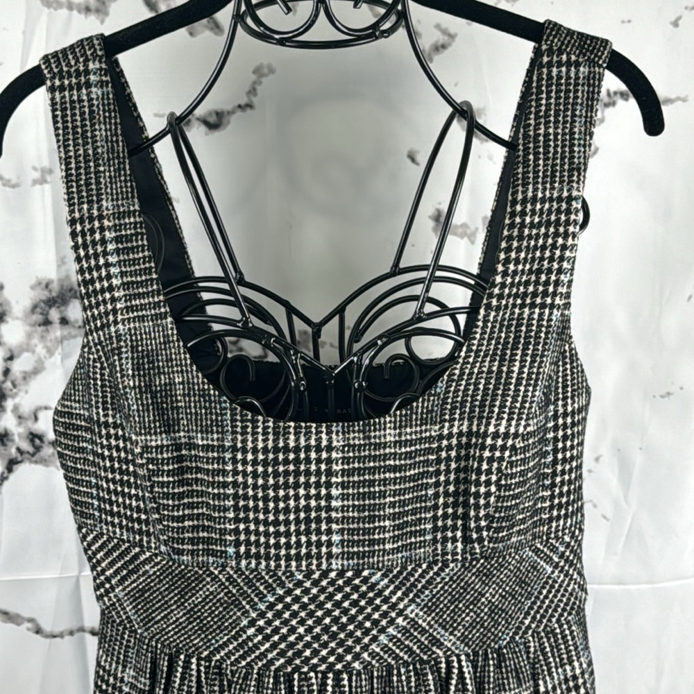 Zara Basic Plaid Jumper Houndstooth Wool Blend Midi Shift School Girl Academia - Picture 2 of 11